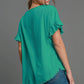 LINEN RUFFLE ROUND NECK JADE GRN TOP