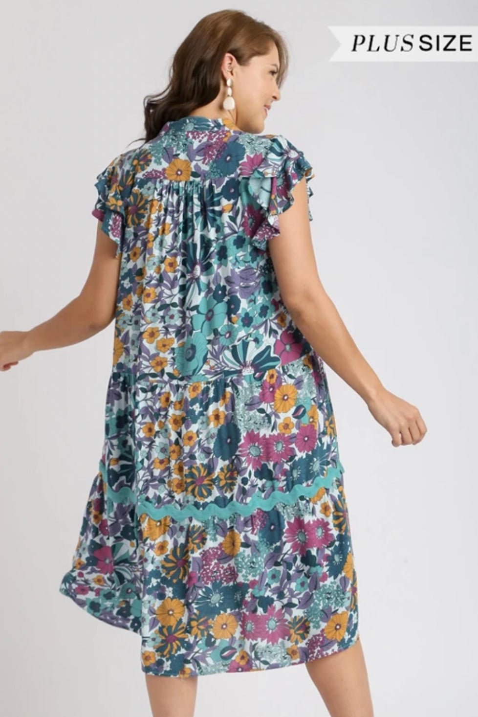 Ruffle MIDI Jade Mix Dress