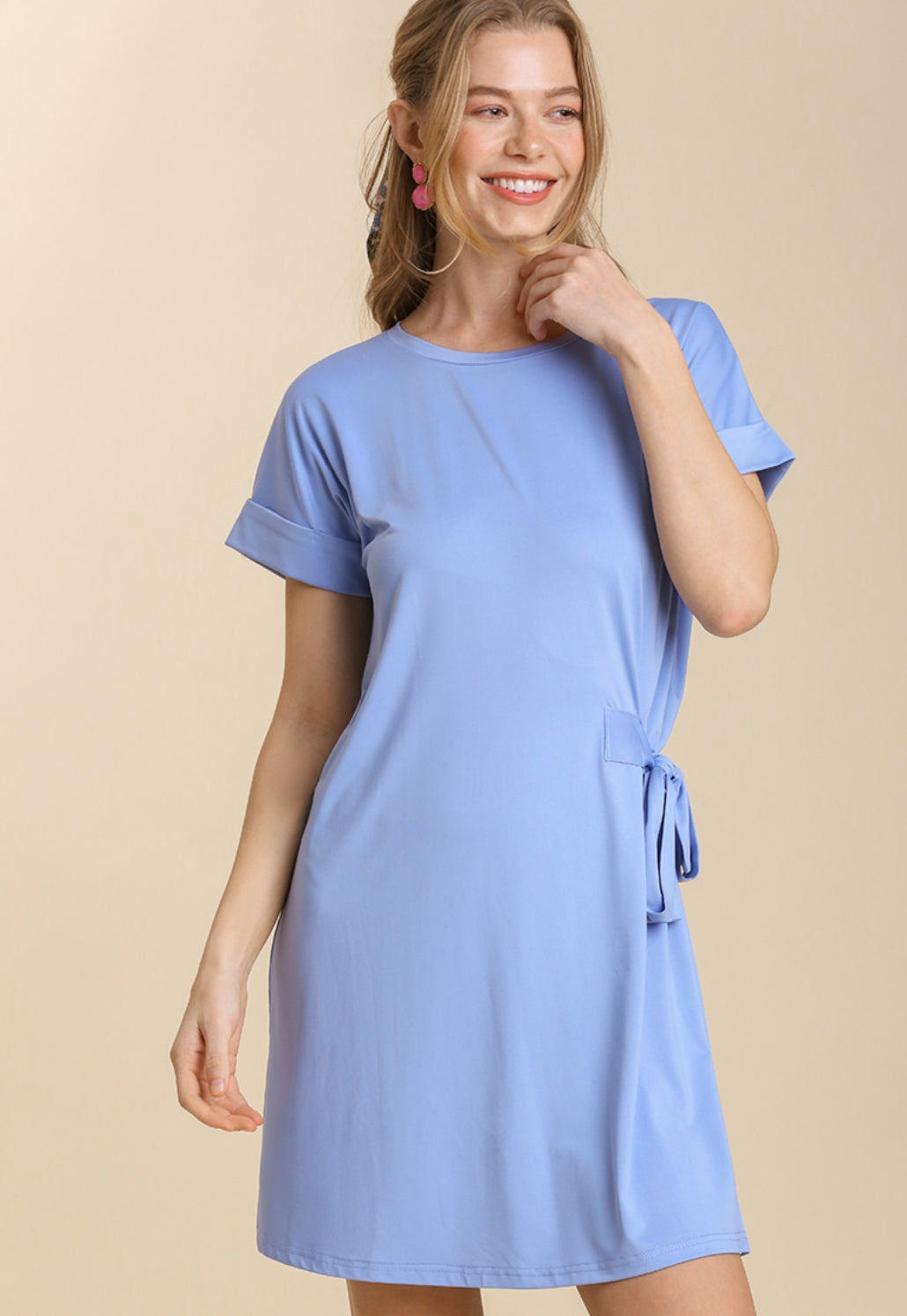 Side Tie Misty Blue Dress