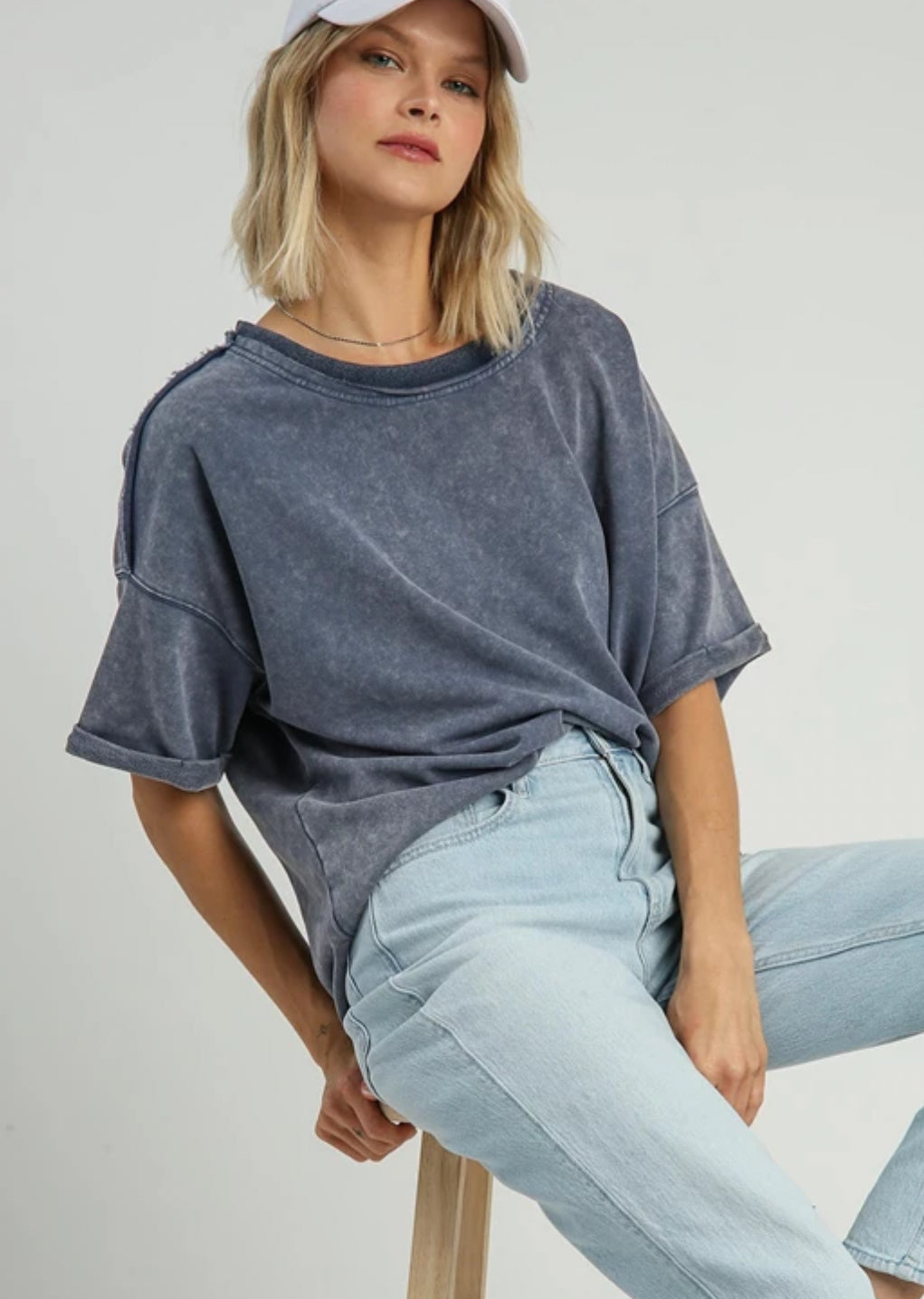 Washed Blue Boxy SS Top