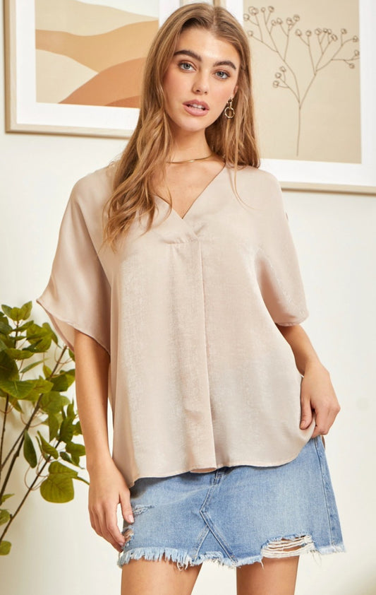 Solid Taupe Shimmer Top