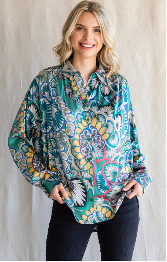 Jodifl Green Mix Print Top