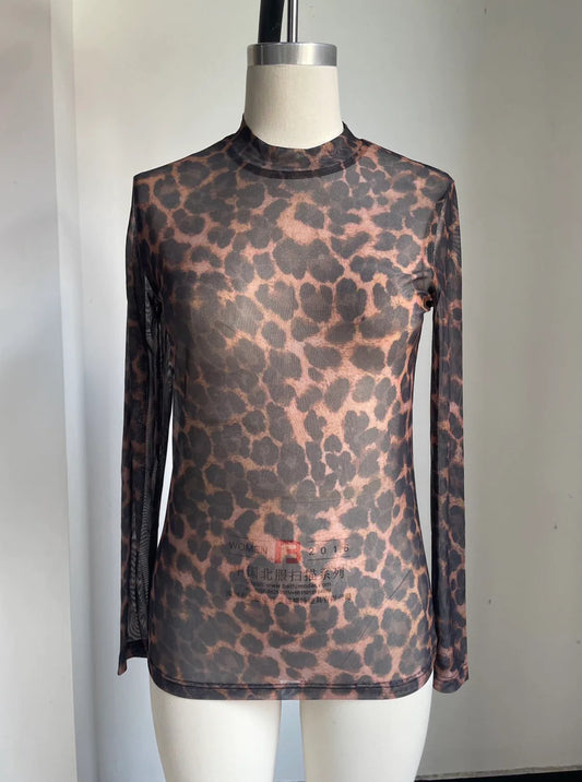 Crazy Dark Cheetah Mesh Top