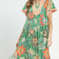 BOHO FLORAL MIDI GREEN MIX DRESS