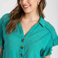 Green Linen Button Down Top