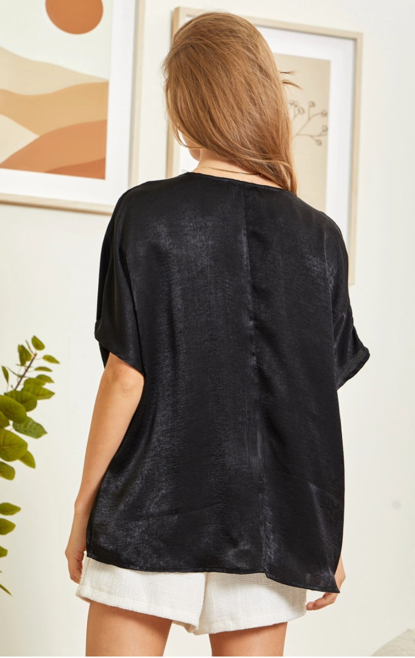 Solid Black Shimmer Top