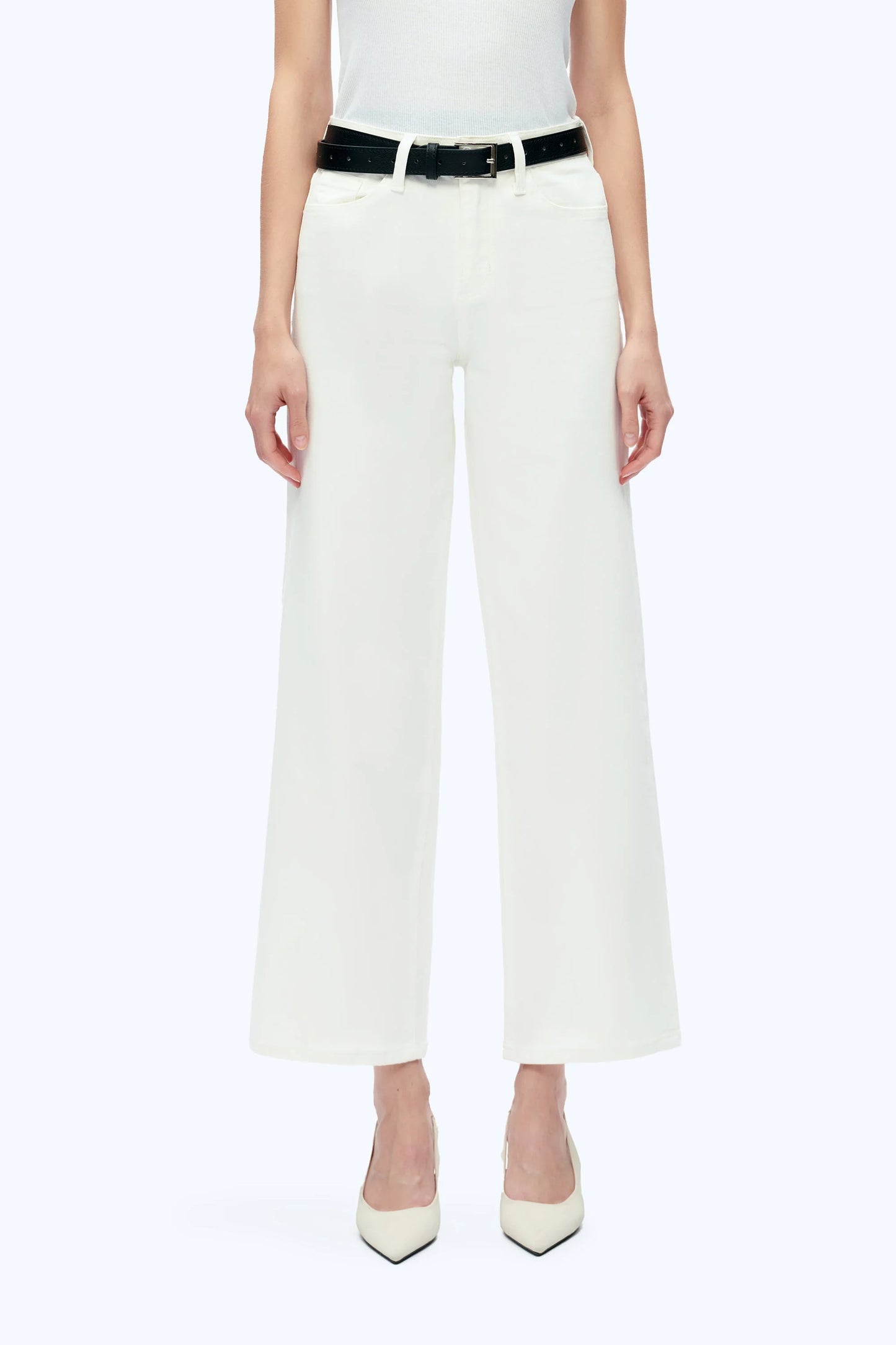 HIGH RISE WIDE LEG WHITE JEANS