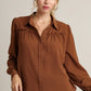 BASIC RUFFLE BROWN LS TOP