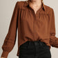 BASIC RUFFLE BROWN LS TOP