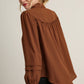 BASIC RUFFLE BROWN LS TOP