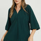 V-NECK TEAL STRIPE TOP