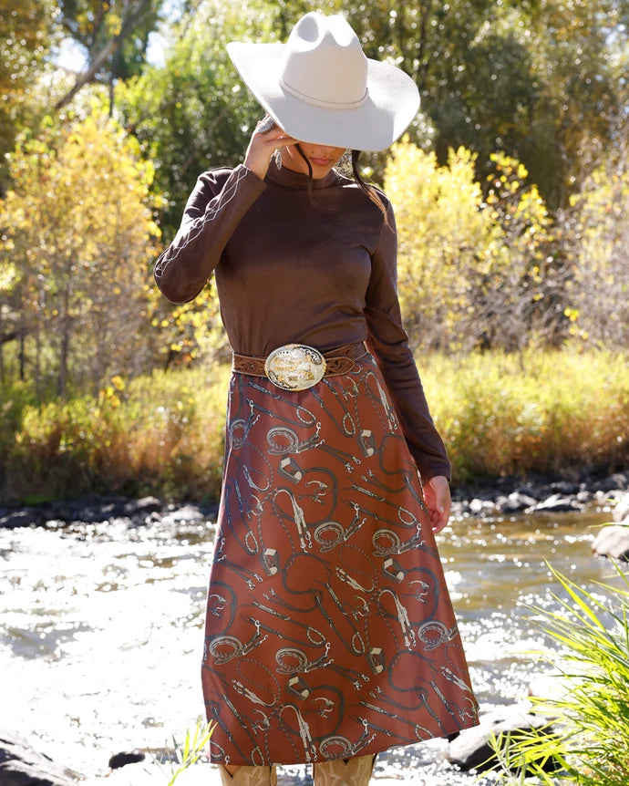 WOMENS BURGUNDY BRIDLE SKIRT