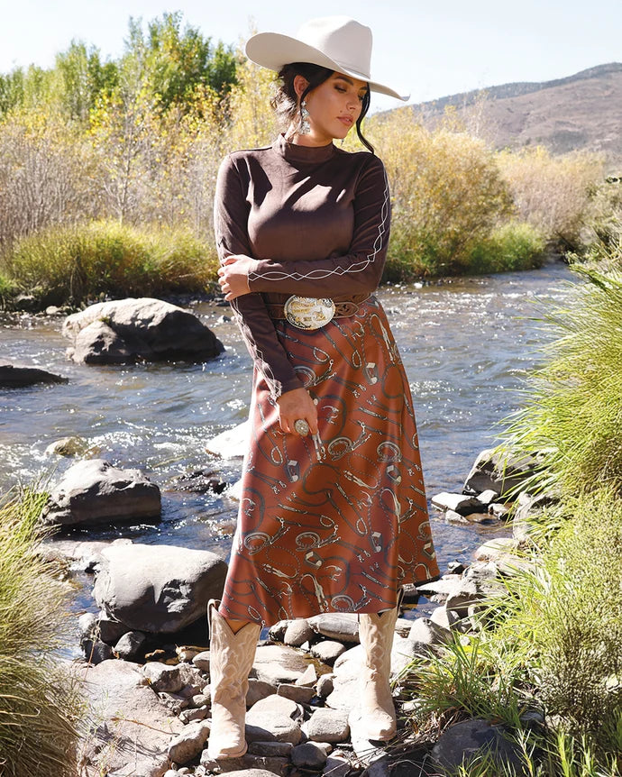 WOMENS BURGUNDY BRIDLE SKIRT