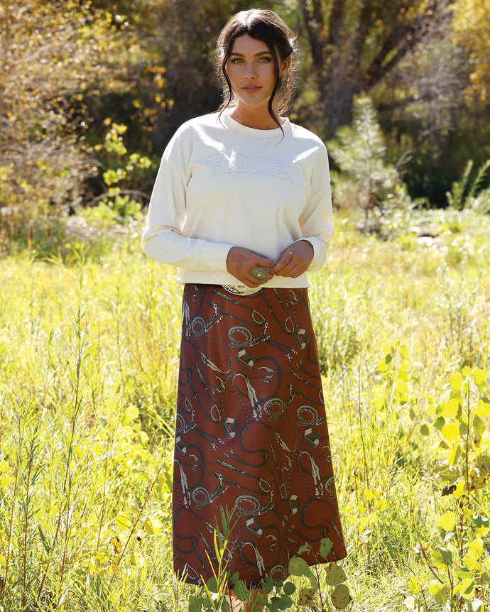 WOMENS BURGUNDY BRIDLE SKIRT
