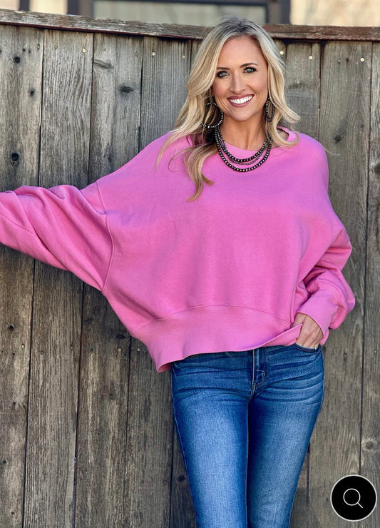 Piper Pink Oversized LS Top