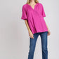 Linen VNeck Raspberry SS Top