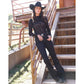 WOMENS BURNOUT BLACK MESH LONG SLEEVE