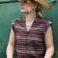 WMNS BROWN SS BLOUSE