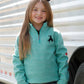 GIRLS 1/4 ZIP TURUOISE PULLOVER