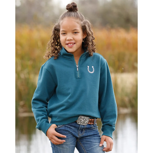 GIRLS CINCH TEAL 1/4 ZIP