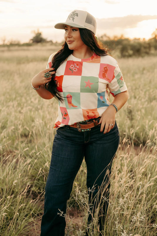 Cowgirl Checker Tee