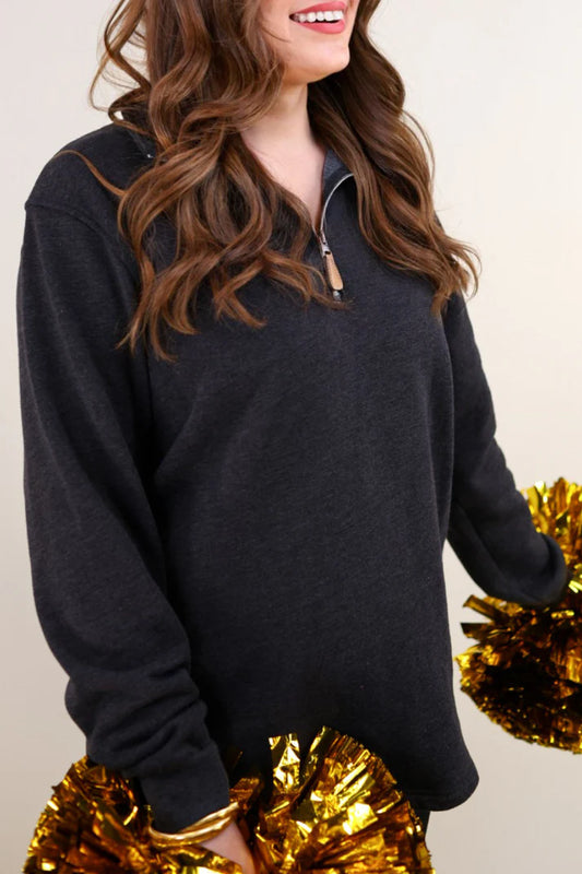 MILEY 1/4 ZIP BLACK PULLOVER