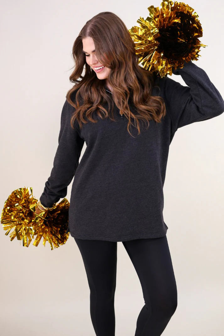 MILEY 1/4 ZIP BLACK PULLOVER