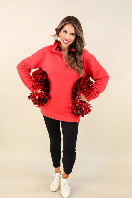 MILEY 1/4 ZIP RED PULLOVER