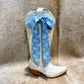 White Paisley Light Blue Twilly