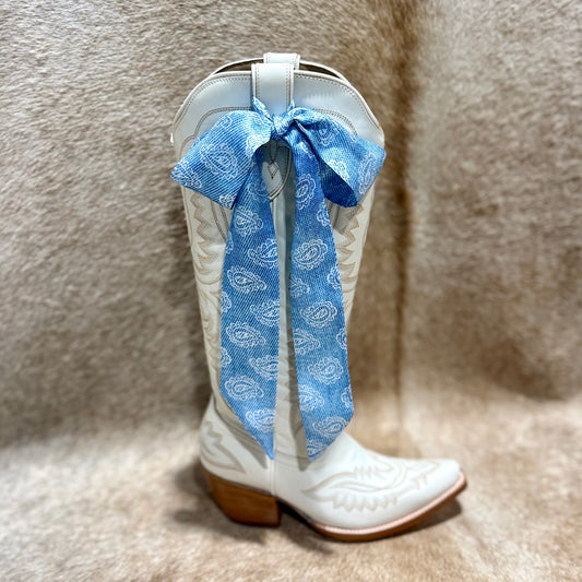 White Paisley Light Blue Twilly