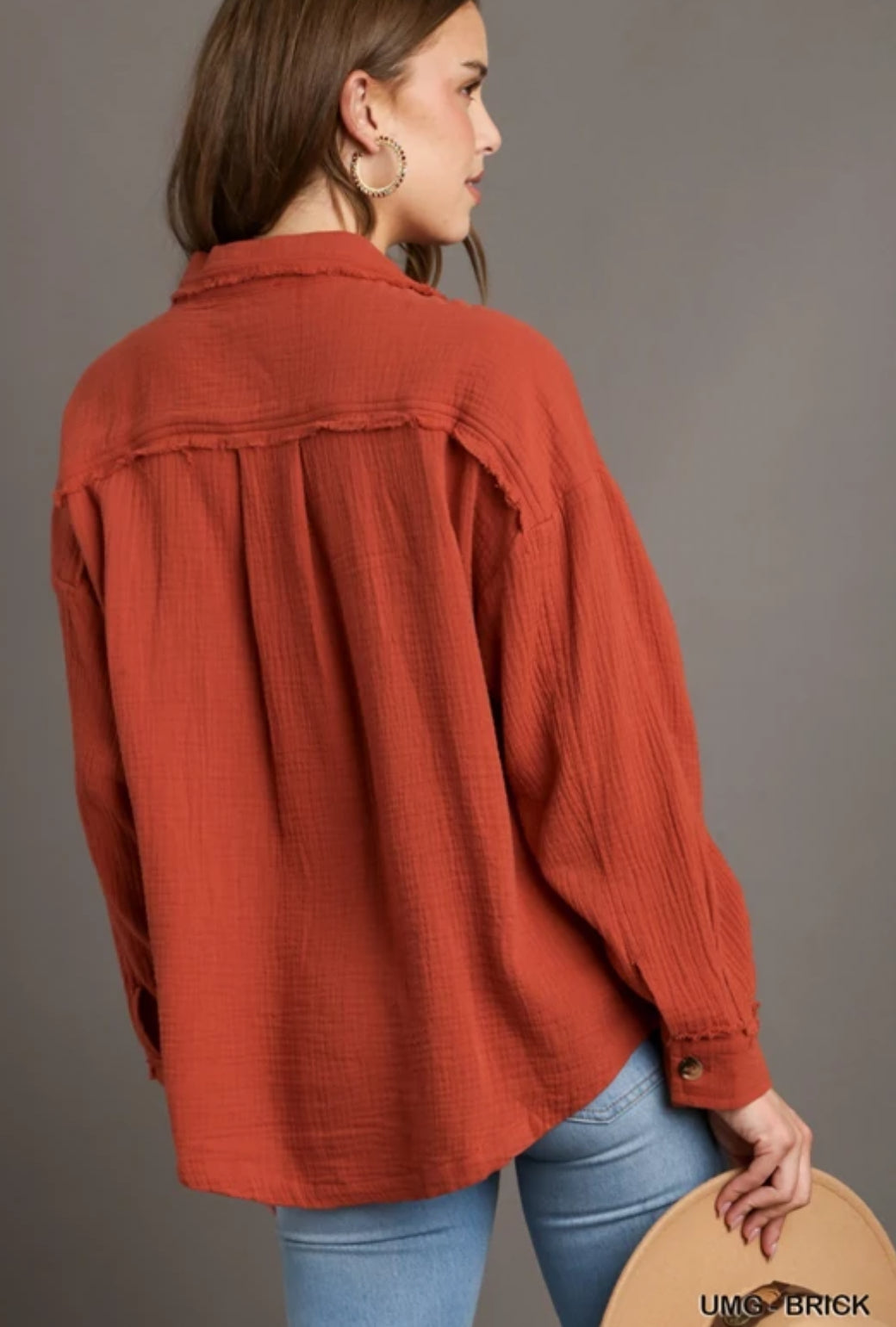 Button Up Brick LS Top