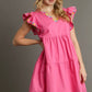 V-Neck Bubble Pink Dress