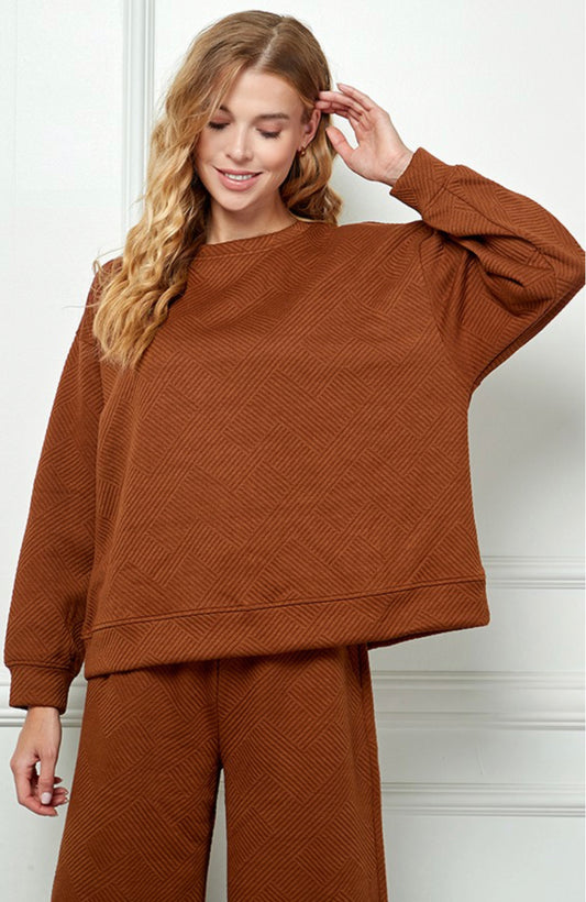 Textured Lounge Rust Sweatshirt