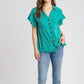 Green Linen Button Down Top