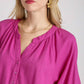 Linen VNeck Raspberry SS Top