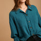 Button Up Teal LS Top