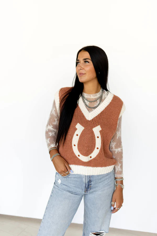 HORSESHOE V NECK SWEATER
