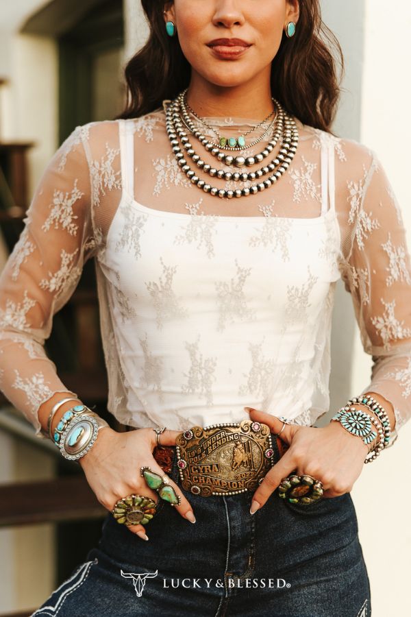 LACE LS SILVER TOP