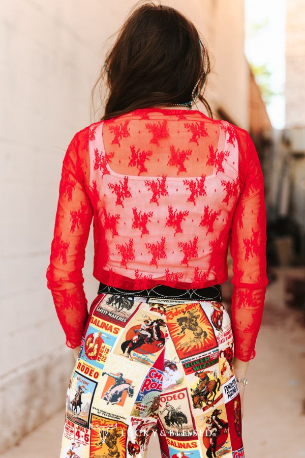 LACE LS RED TOP