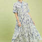 FLORAL TIERED MAXI BLUE DRESS