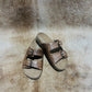 TAN TOOLED 2 STRAP SANDAL