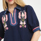 EMB CONTRAST NAVY TOP