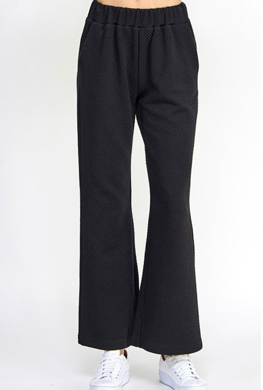 Textured Black Long Pants