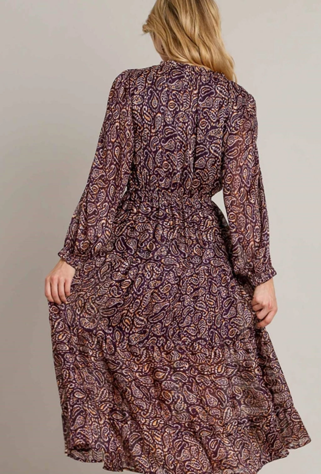 Maxi Paisley LS Dress