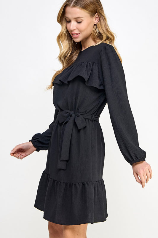 Wmns Yoke LS Black Dress