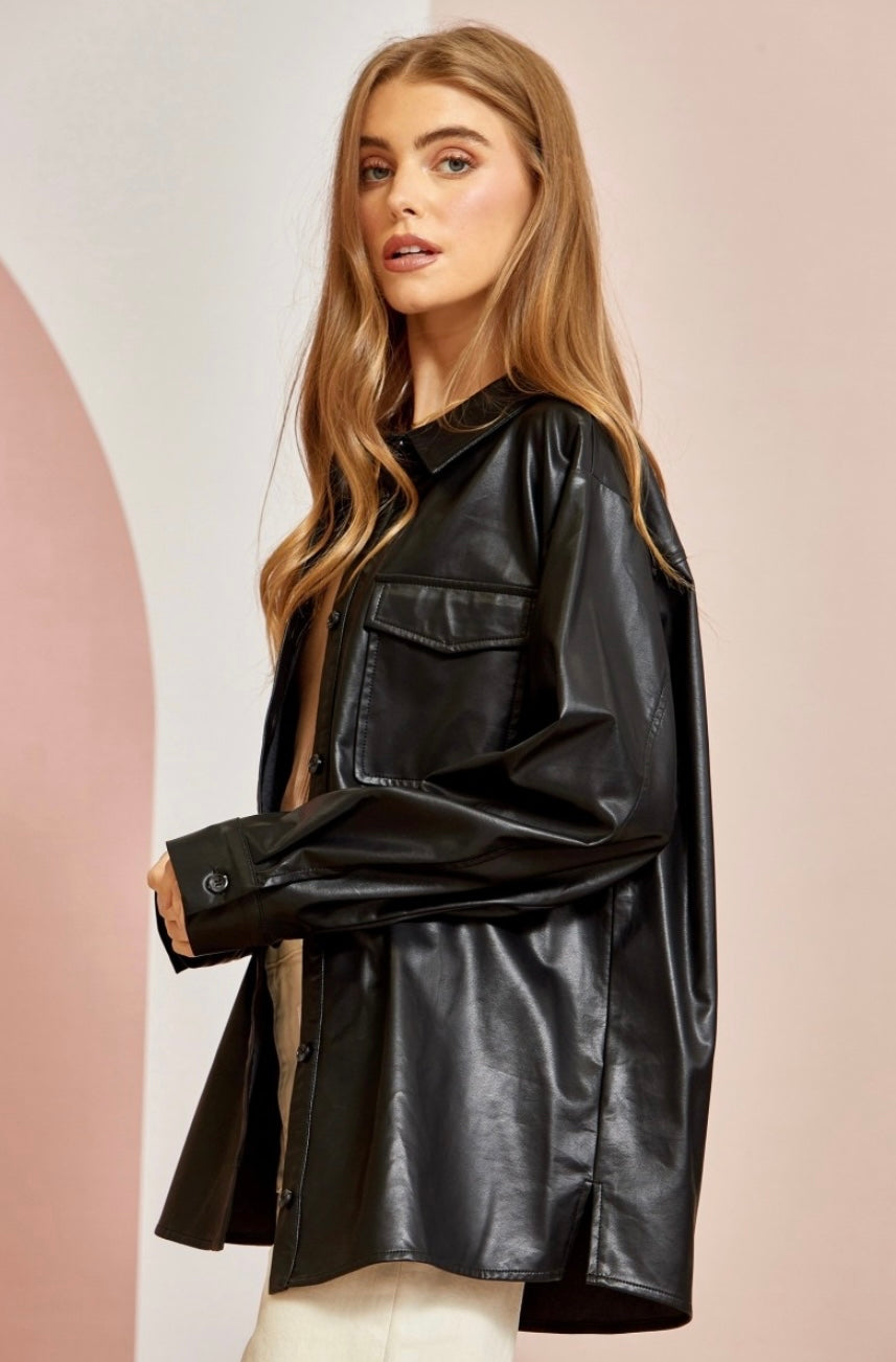 Faux Leather Boyfriend Jacket