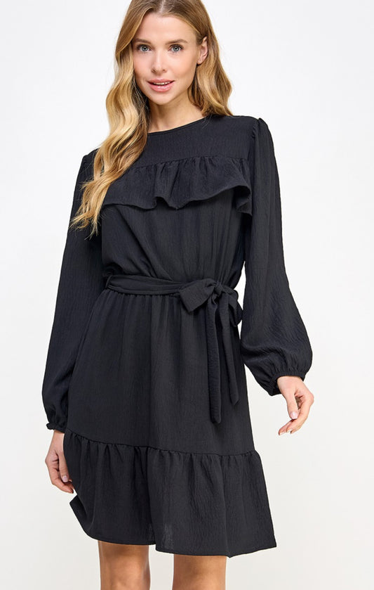 Wmns Yoke LS Black Dress