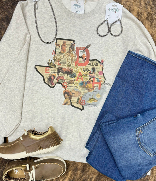 Texas Map Sweater