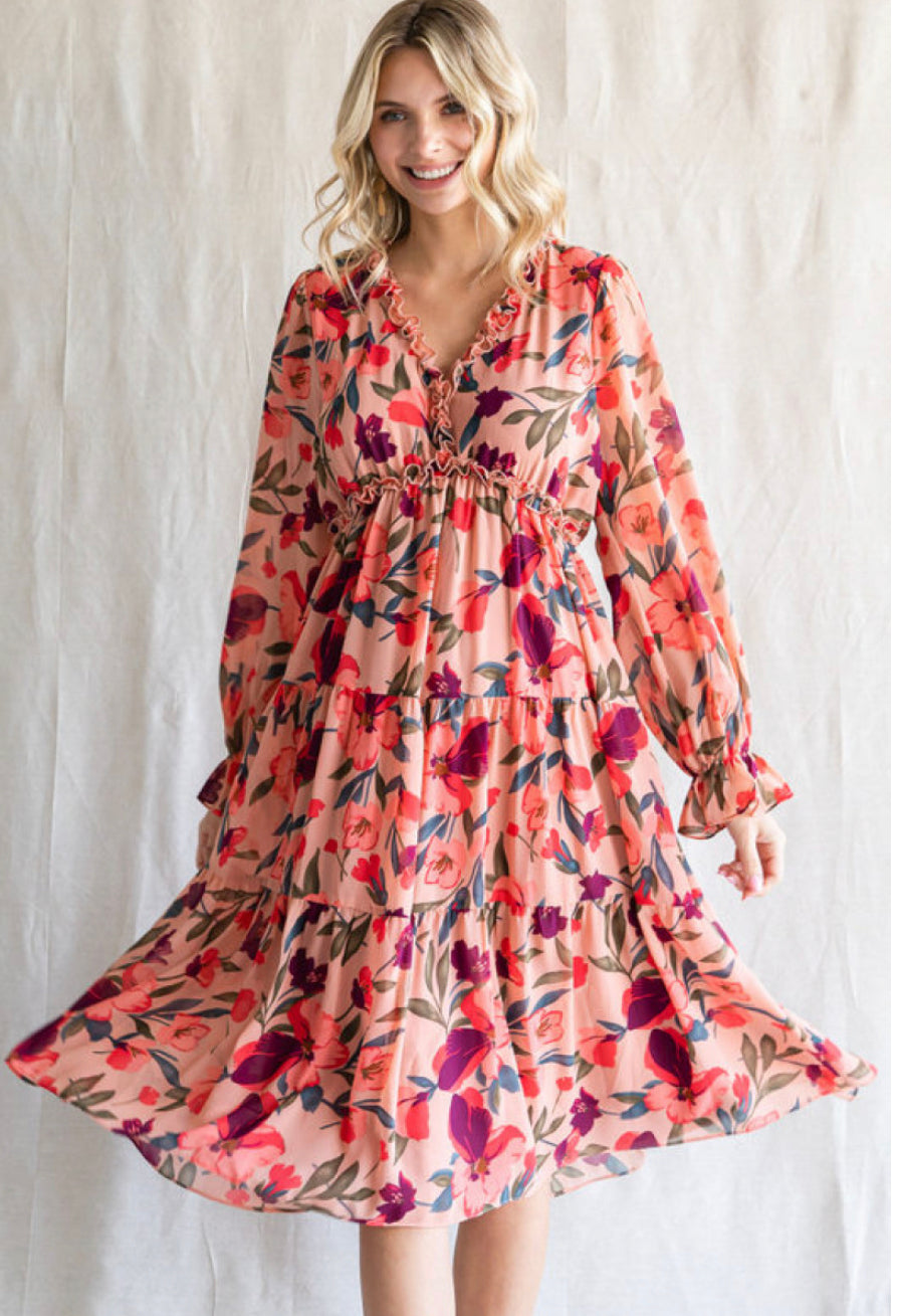 Floral Print LS Dress