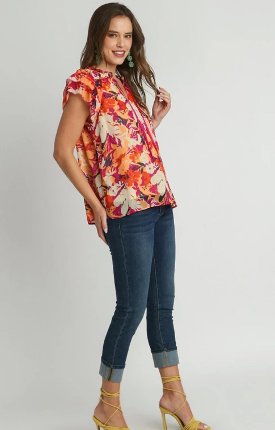 Metallic Floral SS Top